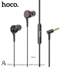 Hands Free Hoco DM26 Earphones Stereo 3.5mm with Microphone and Operation Control Button Black