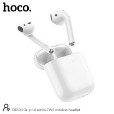 Wireless Hands Free Hoco DES03 TWS V5,0 350mAh 3h Talk Time White