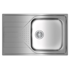 Stainless Steel Sink TEKA Single Bowl with Draining Board for Built-in Installation 79x50cm UNIVERSE 50 TOTAL