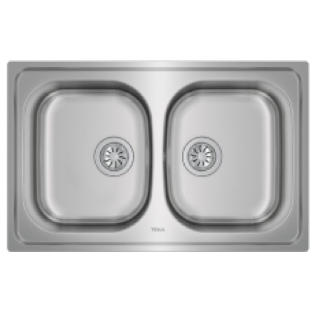 Stainless Steel Sink TEKA Double Bowl for Built-in Installation 79x50cm UNIVERSE 80 TOTAL