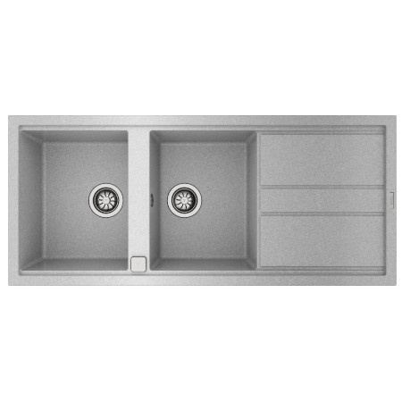 Liquid Granite Sink TEKA Double Bowl with Draining Board  for Built-in Installation 116x51cm NOVA 80 MAESTRO Stone Grey