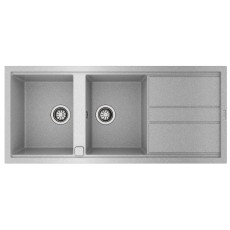 Liquid Granite Sink TEKA Double Bowl with Draining Board  for Built-in Installation 116x51cm NOVA 80 MAESTRO Stone Grey