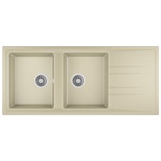 Liquid Granite Sink TEKA Double Bowl with Draining Board  for Built-in Installation 116x51cm NOVA 80 MAESTRO Topaz Beige