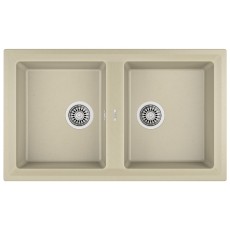 Liquid Granite Sink TEKA Double Bowl  for Built-in Installation 86x51cm NOVA 90 MAESTRO Topaz Beige