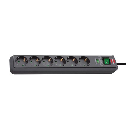 Brennenstuhl Eco-Line Power Strip with Power Surge Protection 13.500A, 6-Position Suko with On/Off Switch  IP20 1.5 m Black