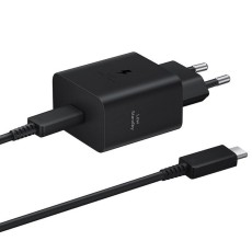 Samsung Super Fast Charging Travel Charger T4511XBE 45W USB-C and USB-C to USB-C Cable Black