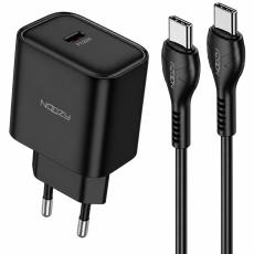 Noozy Core C21 PD25W Travel Charger with USB-C to USB-C Cable Black