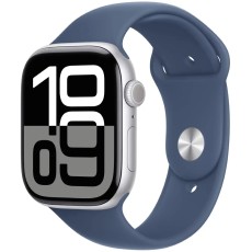 Apple Watch Series 10 Aluminum 46mm GPS NFC IP6X Aluminum Case Silver with Sport Band Denim