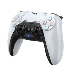 Gamepad Hoco GA1 Phoenix 800mAh BT v4.2 8h Use Time and Dual Motor Vibration and Intergrated 3.5mm Jack Port Compatible with PS4 PS5 and PC White
