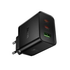 Travel Charger Hoco N75 Grande GaN 65W High Power Fast Charger with 2xUSB-C and 1χUSB-A Black
