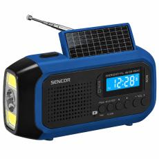 Camping Radio Sencor SRD 1050SCL BB Solar with USB-C Hand Crank and LED Flashlight FM/AM Blue
