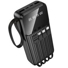 Power Bank Borofone BJ76A 20000mAh with 4 Cables and 4 Ports USB-C USB-A Lightning Micro-USB and LED Battery Indicator Black