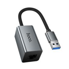 Hoco UA48 USB-A to RJ45 OTG 10/100Mbps 15cm Metal Grey